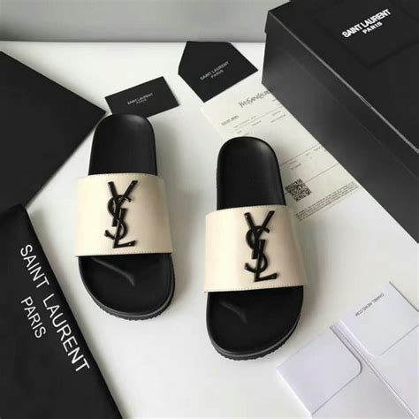 white ysl slides|ysl joan slide.